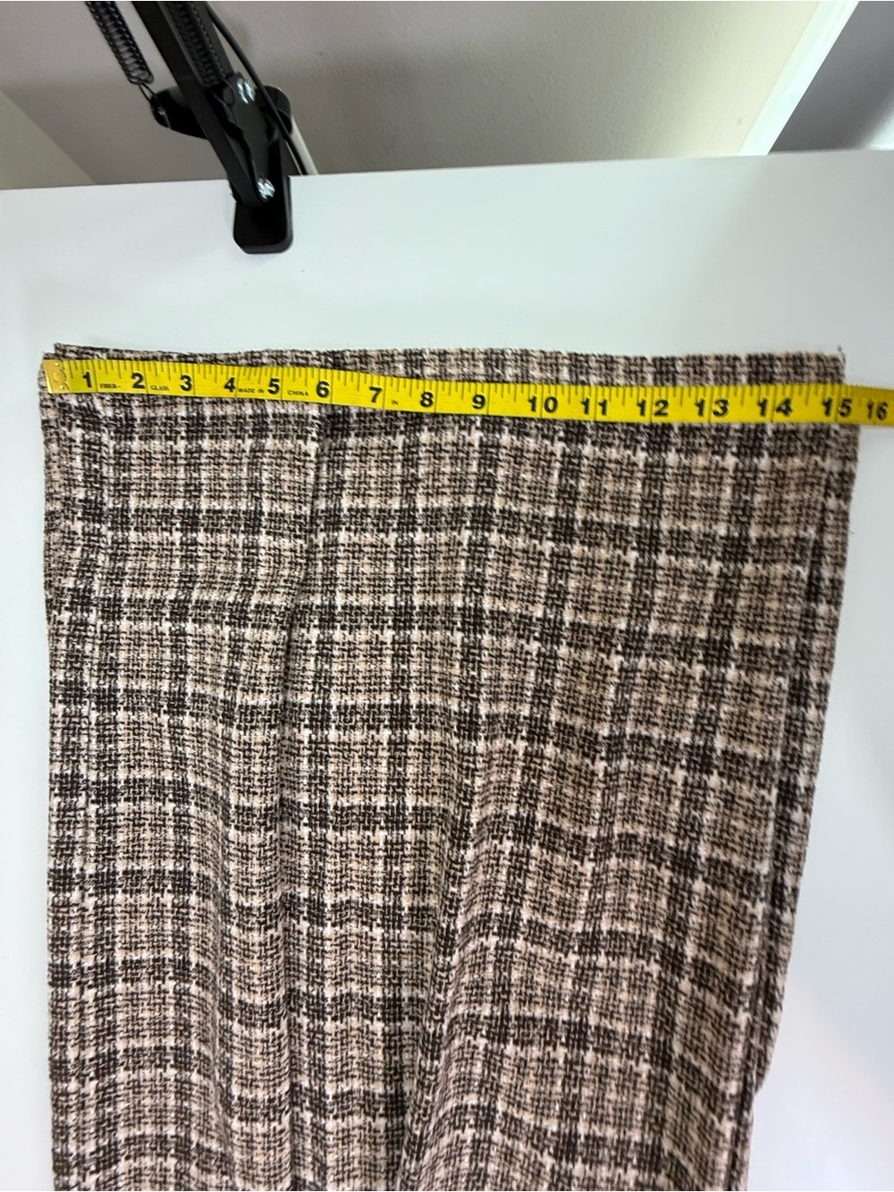 MICAS | Plaid Wide Leg Palazzo Pants Tweed High Rise | Brown | Large - Picture 12 of 12